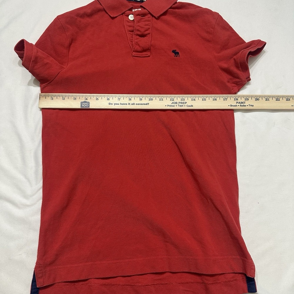 Abercrombie & Fitch Muscle‎ Red Polo Shirt Mens Medium Short Sleeve Blue Moose - Picture 6 of 8